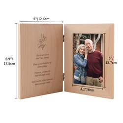 Memory Condolence Sympathy Gift Personalized Double Hinged wood photo Frame