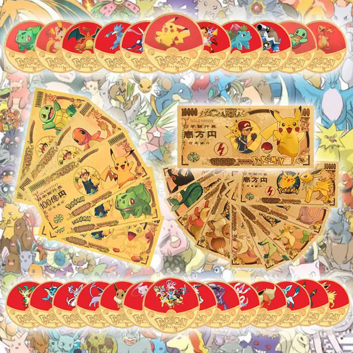 2023 Dropshipping Hot Sale Japan Poke-Mon Pikachu Collection Souvenir Anime Metal Gold Coin for Kid