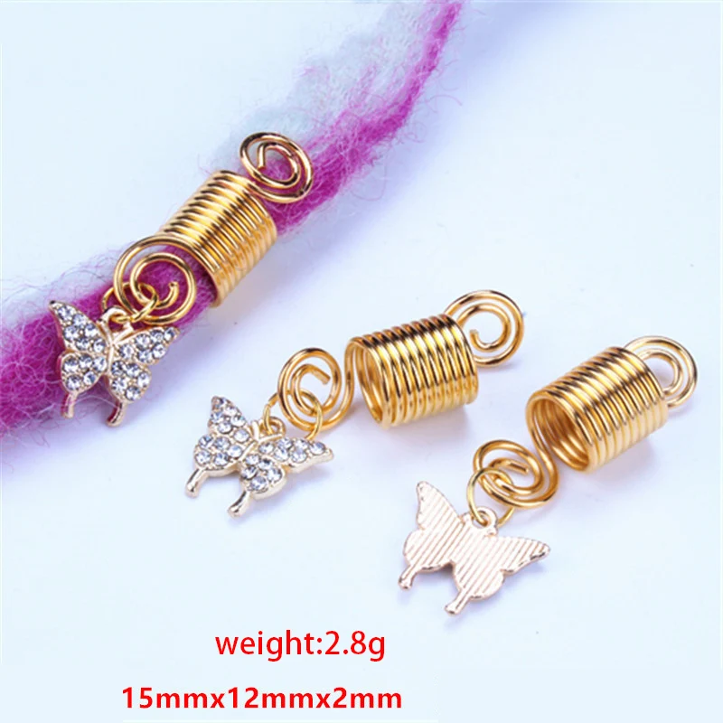 Jachon Beaded alloy heart pendant set with diamond Ethnic spiral coil Coil Spring hair ornament Dreadlocks Irish hair ring