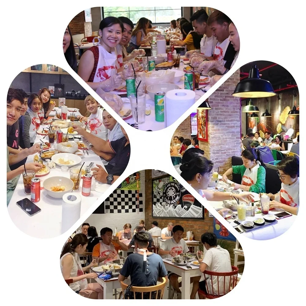 Best Sell Seafood Bibs PE Aprons Custom Logo Lobster Design Disposable Plastic Bib for Sea Food Restaurant