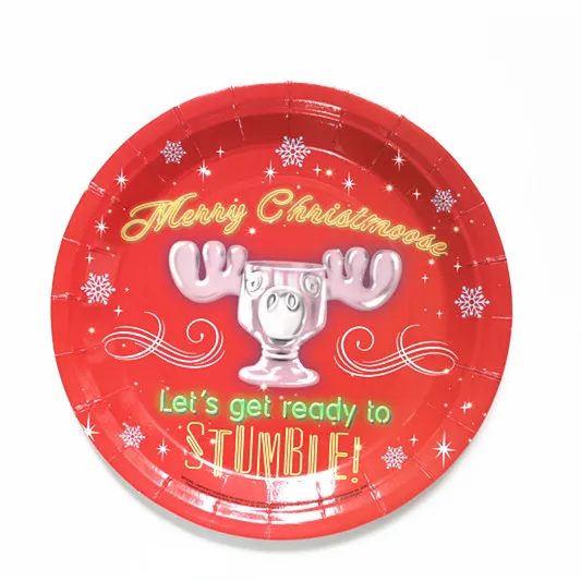 Wholesale Disposable Paper Tableware Sets Christmas Decoration Party Supplies of Paper Plate Cup Napkin Pack