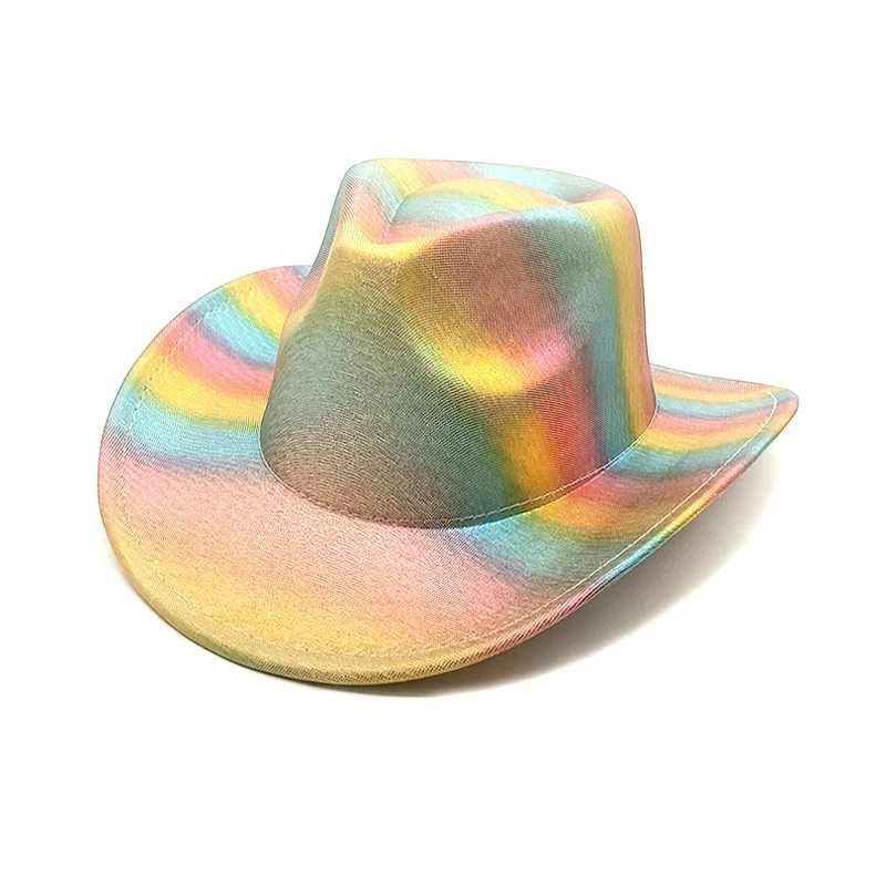New Rainbow Striped Cowgirl Hat Colorful Western Men Women Party Carnival Decorated Holiday Halloween Cowboy Hats