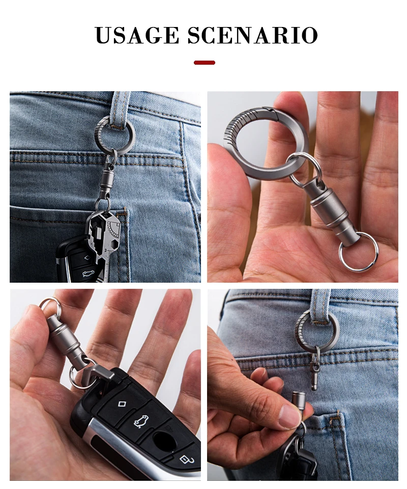 JXT Portable Titanium Professional Quick Release Key Chain Key Holder Accessory for Bag/Purse/Belt