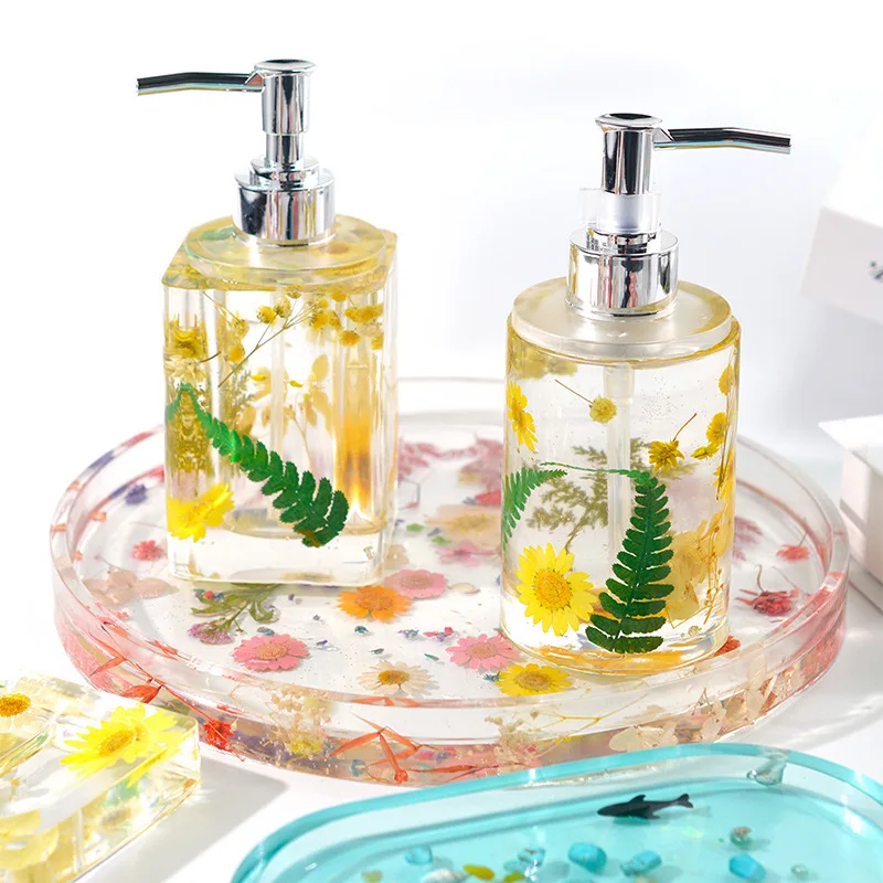 M3043 Perfume Bottle Silicone Mold Pump Bottles Mold for Hand Sanitizer Making Mold Epoxy Resin Tray