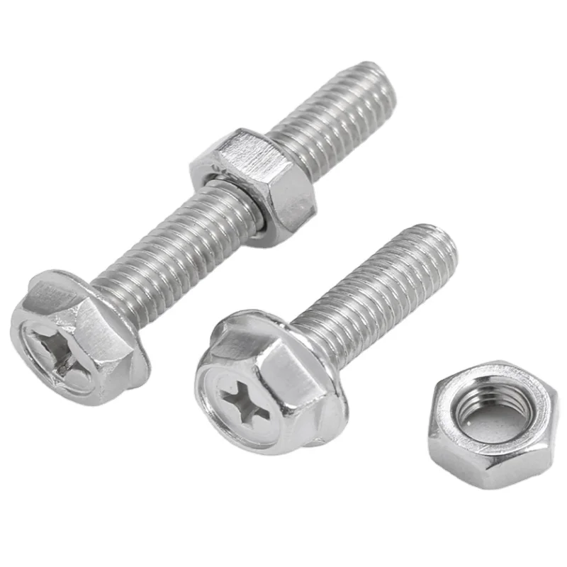M6 M12 Stainless Steel B8 B8M B8T Hex Head Serrated Flange Bolt With Full Partial Thread and Hex Head Nut Assortment DIN6921