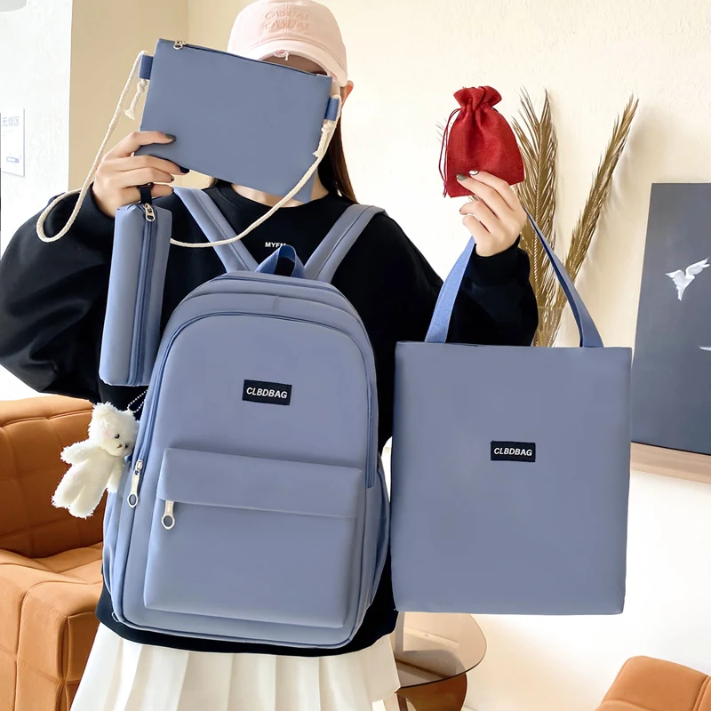 Teen Student Kawaii Backpack Adjustable shoulder waterproof travel Backpack 5 in 1 set school backpack