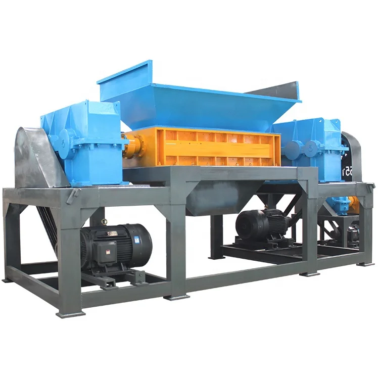 Double shaft Recycle solid waste Metal plastic rubber shredding crusher price recycling Tyre Tire shredder machine for sale