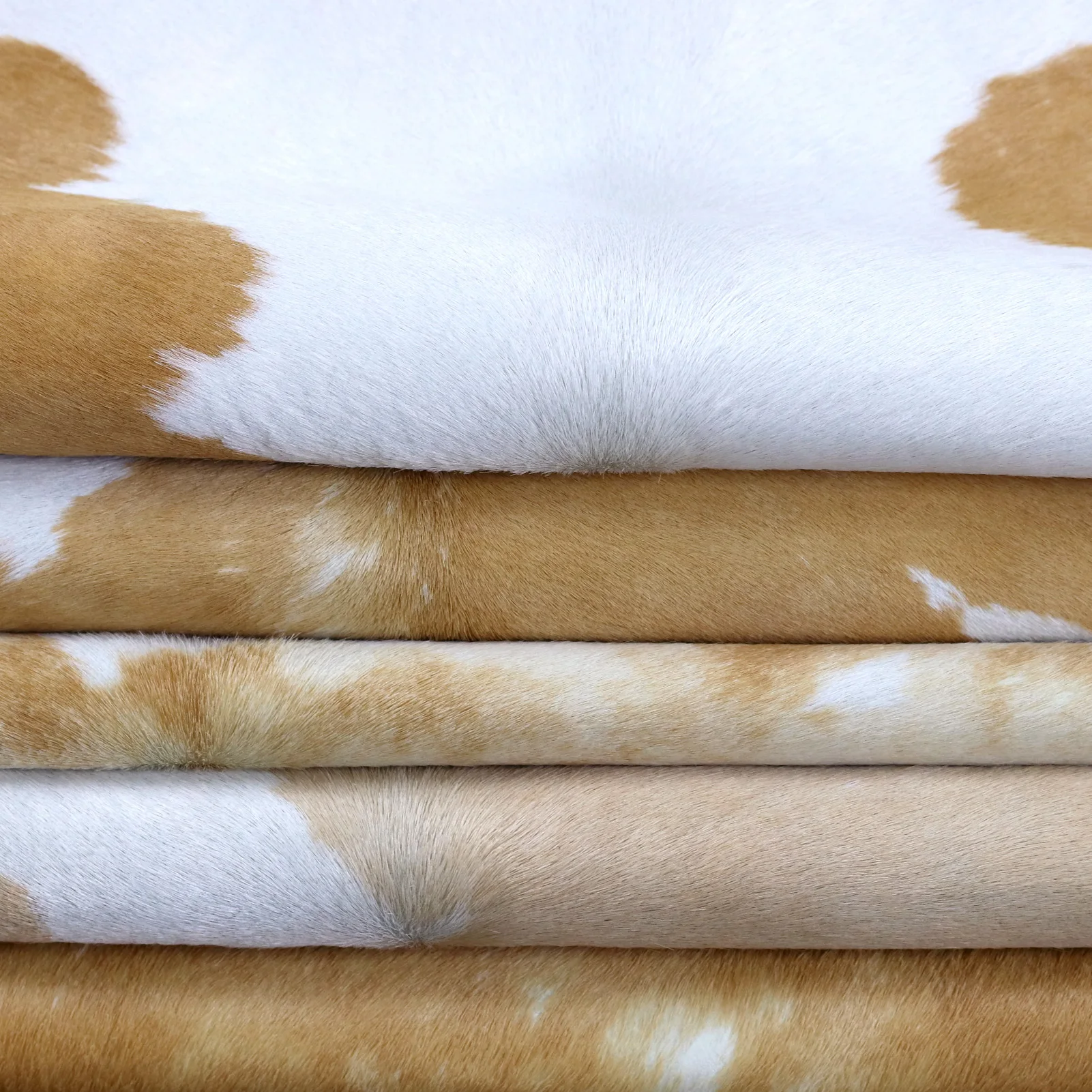 Soft hair on hide pelt natural baby calf skin leather milk brown brindle white dual color genuine