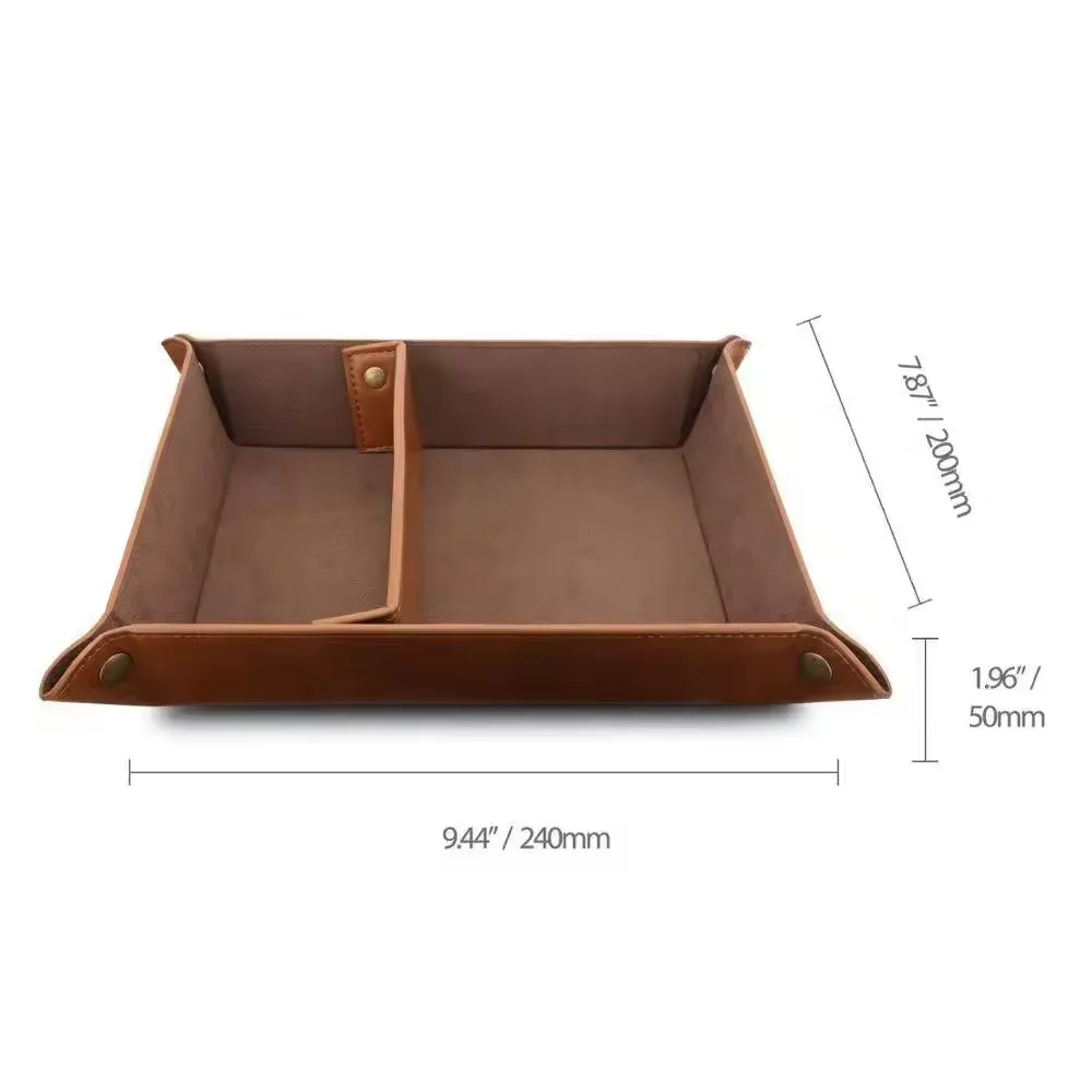 Pu Leather Bedside Nightstand Desktop Tray For Key Coin Wallet Watch