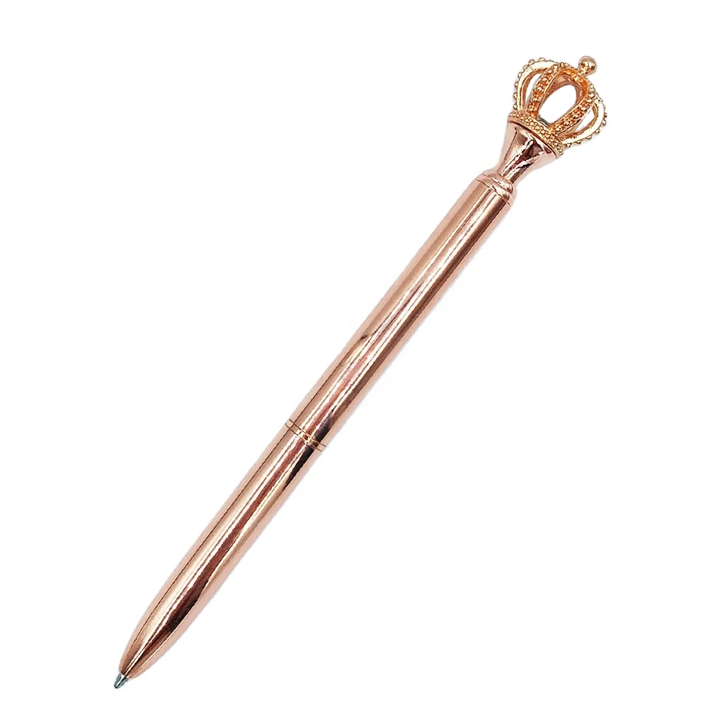 Best Selling fashion pen Personalised Metal King Queen Crown Top Ball Pen cute pen  For Lady