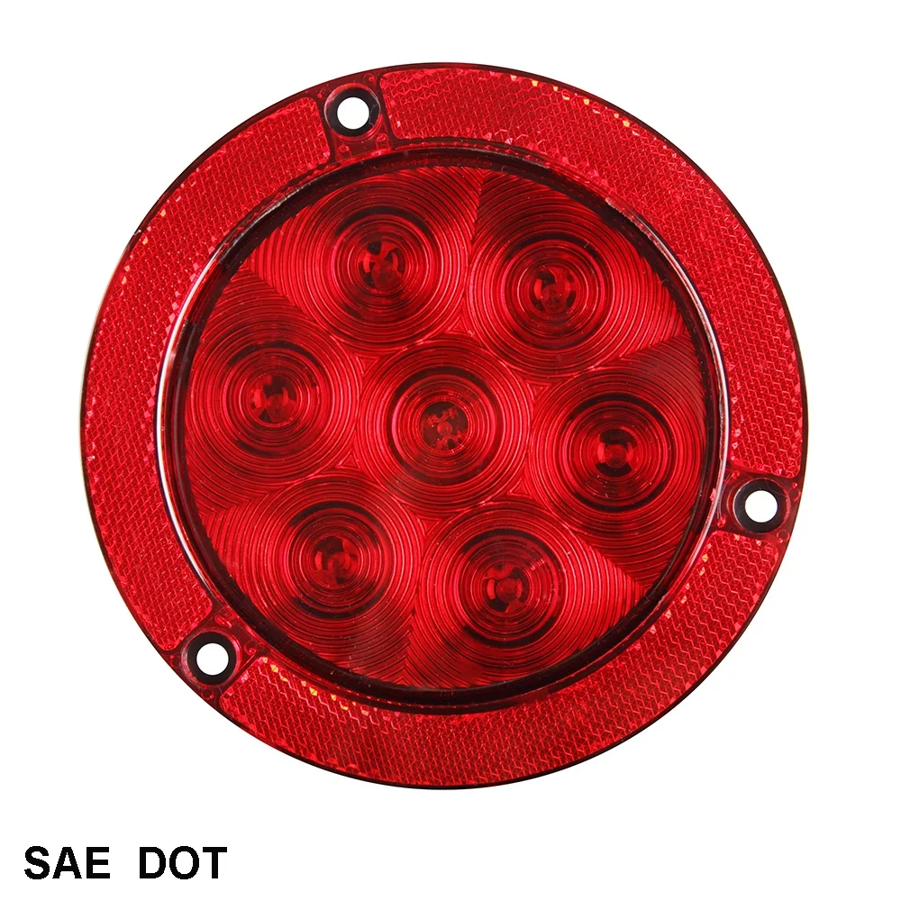 4 inch Round LED Light Stop/Tail/Turn, Flange Mount w/Reflex Ring round led tail light
