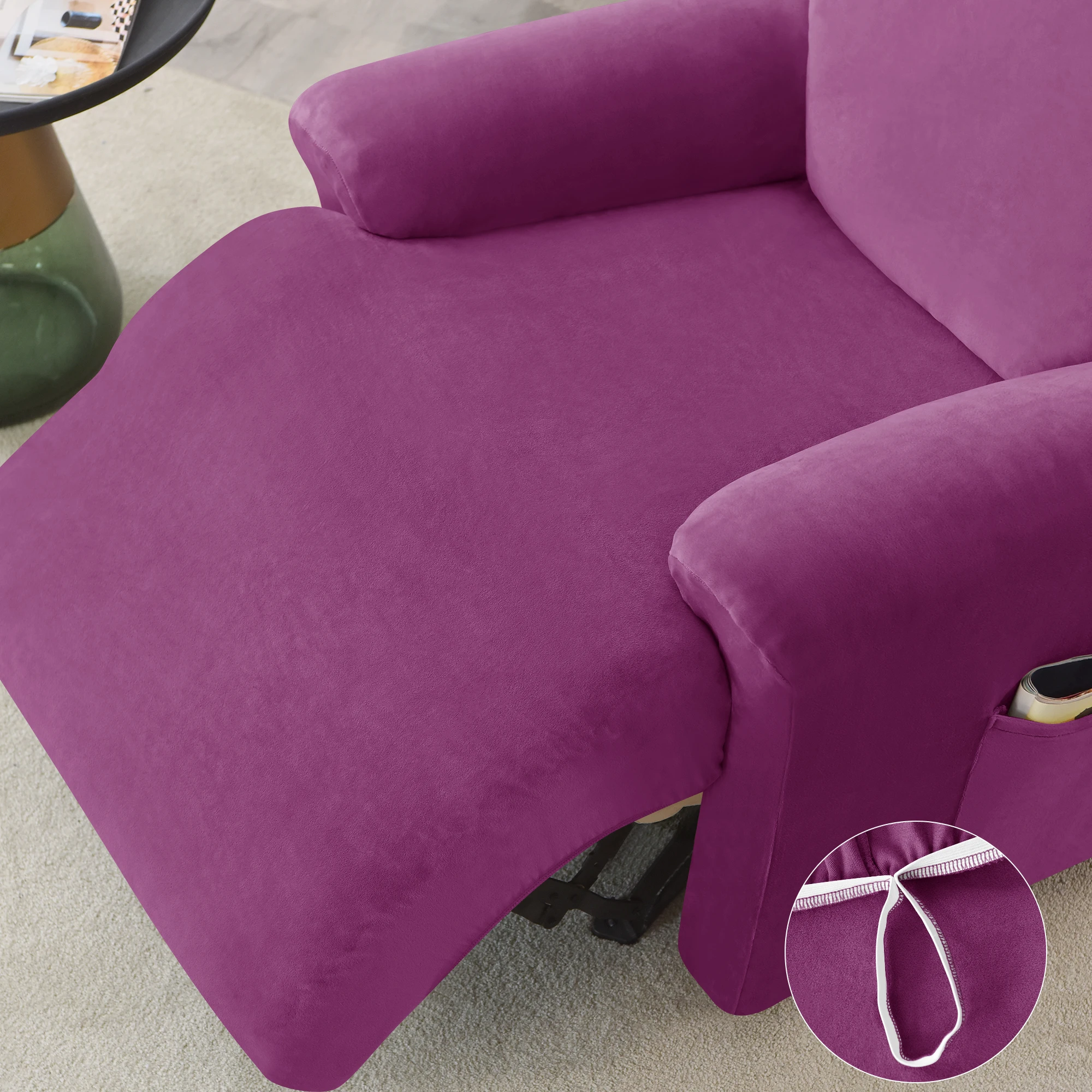 Hot Sale Velvet Plush Stretch Recliner Covers with Pockets Recliner Chair Slipcovers Furniture Cover for Recliner Couch Cover