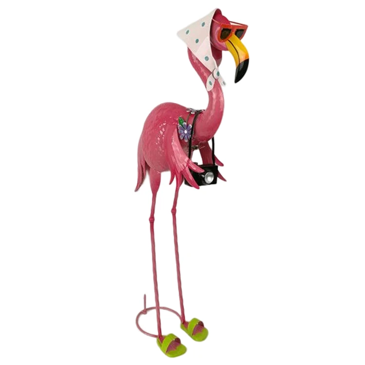 Garden Flamingo Statues and Sculptures Outdoor Metal Bird Yard Art Pink Flamingo Lawn Ornament for Patio Porch Decorations