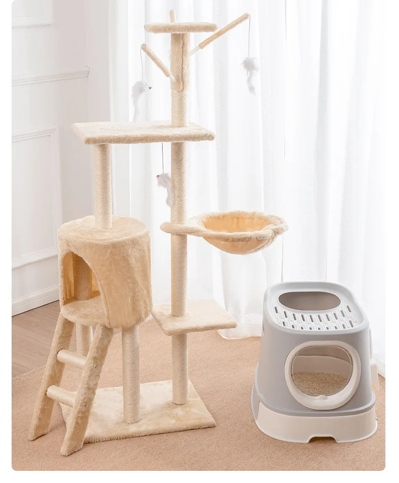 2022 New cat toy tree house tower scratcher wooden large cat tree
