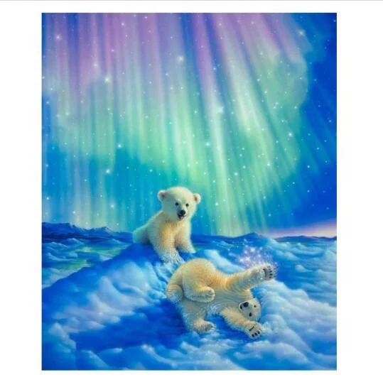 5D Full Drill Diamond Painting Kits For Adults And Kids With Round Gems Art Crafts Polar Bear Home Wall