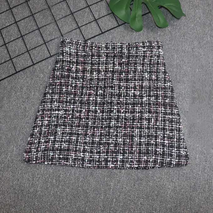 
New Autumn Women Skirt Lady Tweed Wrap Skirts Plaid Ladies Short Skirts 