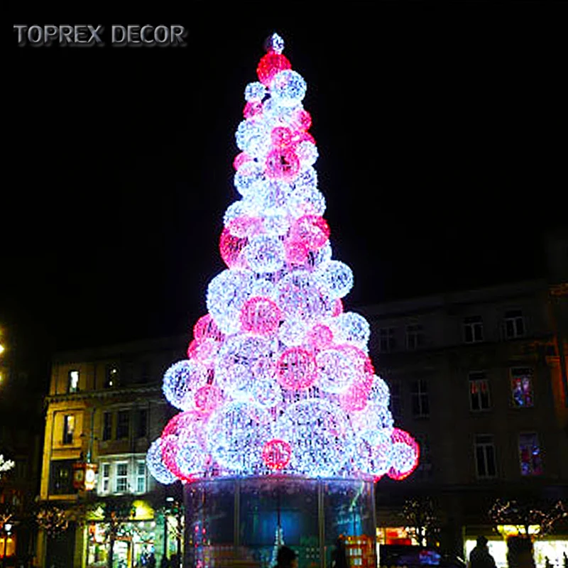 outdoor 10m iron frame wire led lighted party christmas ball bauble tree with fairy string light
