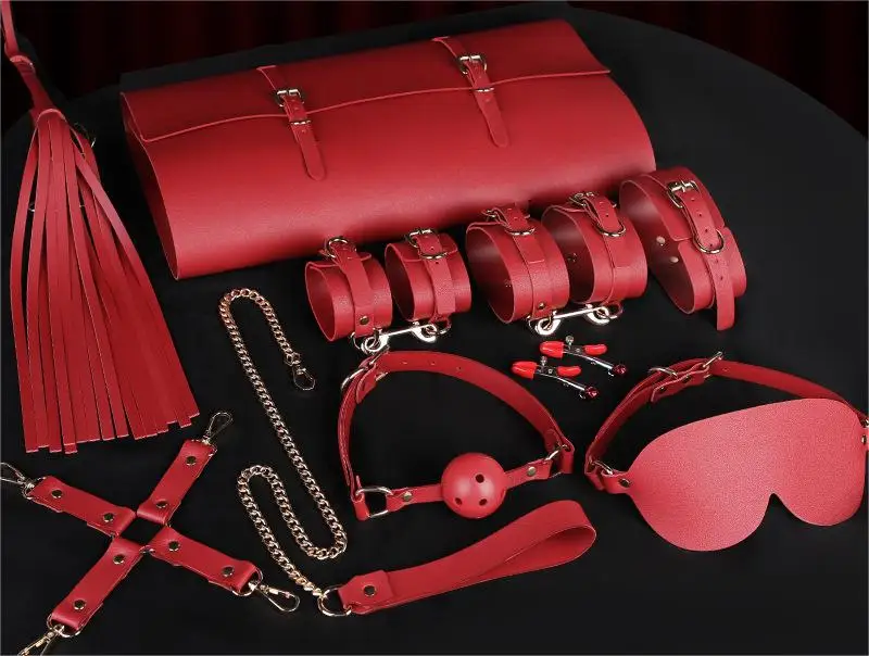 SM-5 New Technology Sexy sm Binding 10-piece double-sided leather storage bag set binding sex supplies for couples