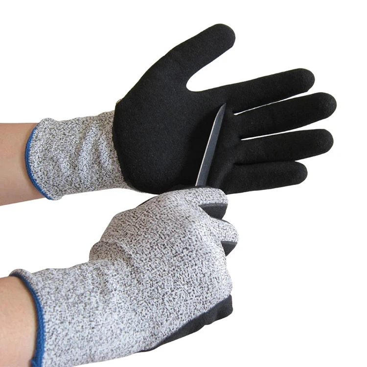 
In Stock Safety Level 5 Hppe Anti Cut Resistant Gloves Fabric 