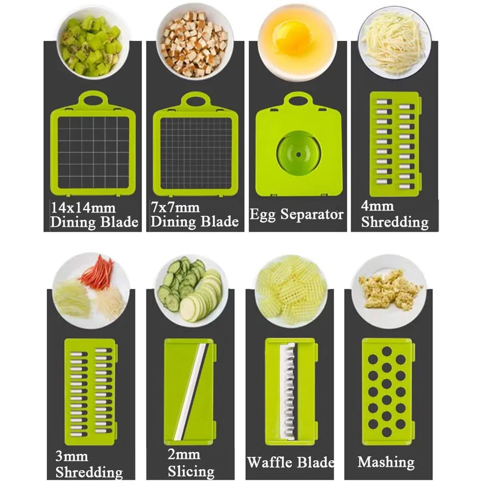 12 in 1 Multi-functional Vegetable  Chopper Cutter slicer spiralizer peeler dicer  with Drain Basket for Kitchen