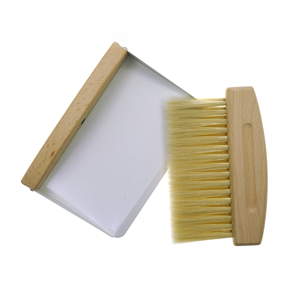 natural wooden sisal fiber or PP bristles table broom brush with dustpan remove dust tool