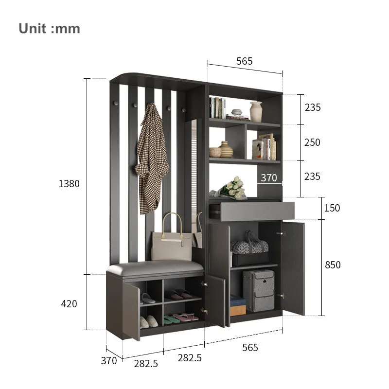 Porch Living Room Partition Integrated Modern Entrance Shoe Nordic Screen Hall Entry Hall Paint Free Board Beautiful Cabinet