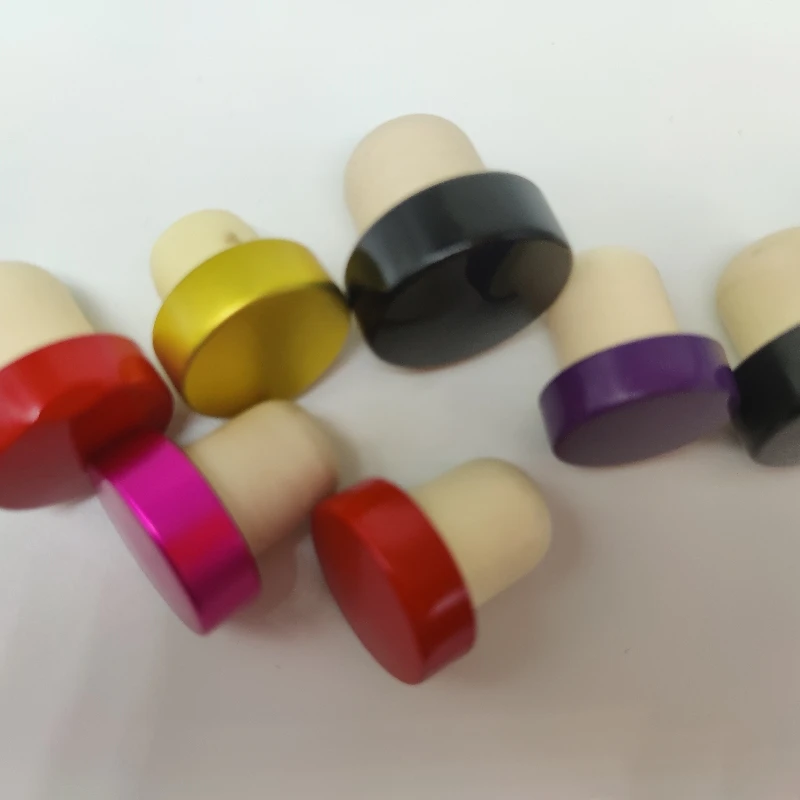 Wholesale Vodka Tequila Whisky Bottle Cork Stopper With Wooden Top Lids Bottle Stopper Closure T-shape Synthetic Corks