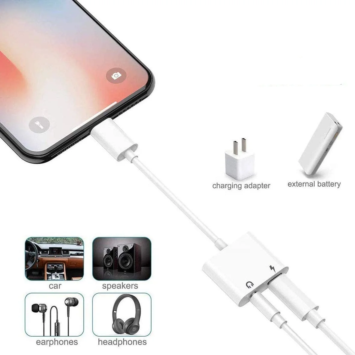 8 Pin Light ning AUX Audio 3.5 mm Jack and Charging Adapter for iPhone and iPad series (With Calling Function)