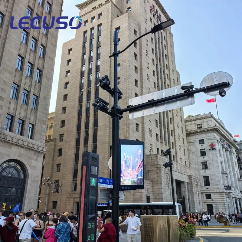 Aesthetic smart led light pole street solar light smart pole lorawan