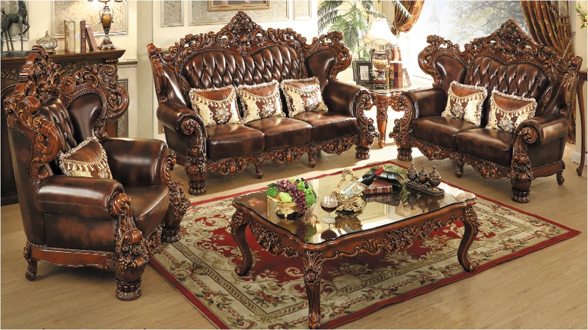 Factory High Quality Custom Antique Style Classic Sofa 4 Set Luxury hot sale fashion