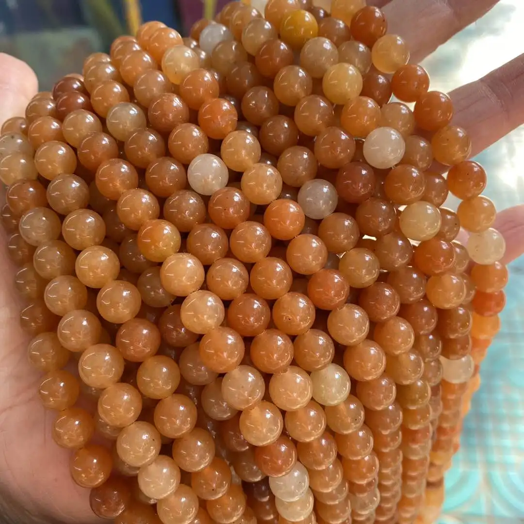 Red Aventurine Stone Wholesale Natural Gemstone Smooth Loose Round Stone Beads Red Aventurine Beads for Jewelry Making