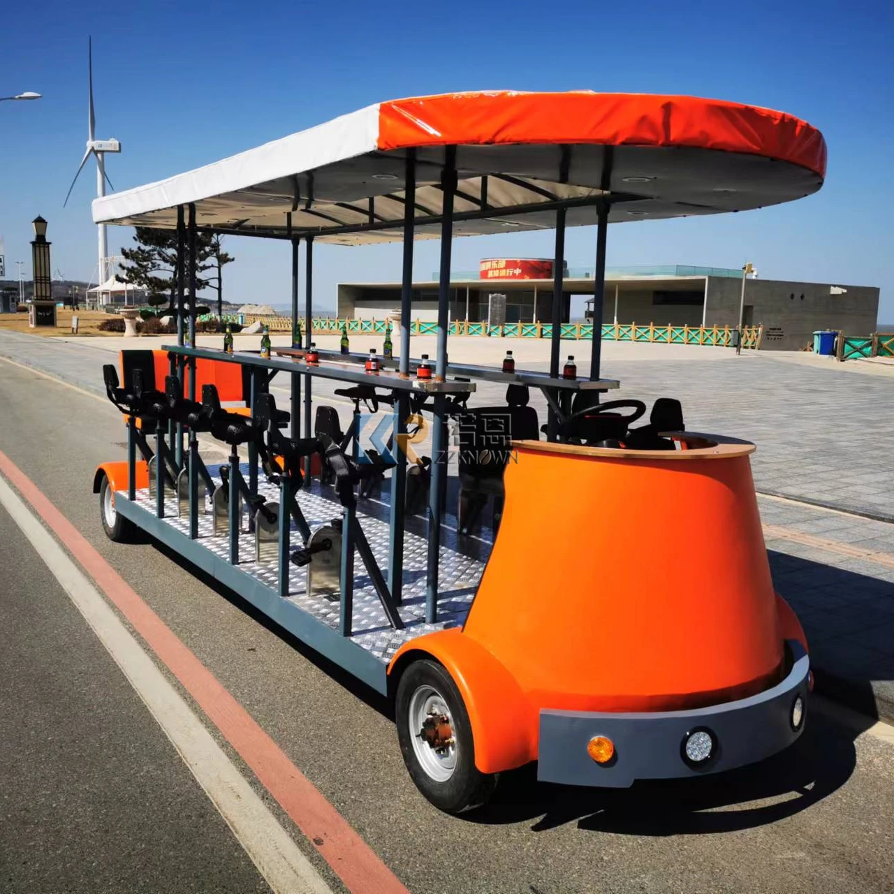 Promotion Ordinary Pedal Bike Tandem Bar Electric Mountain Full Suspension Dropper Mobile Party Beer Cart Sale