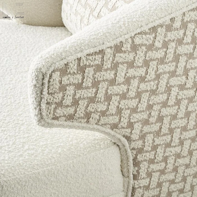Wholesale Nordic Single Sofa High Quality Leisure Chair Comfortable Barrel Living Room Furniture White Boucle Chair With Arm