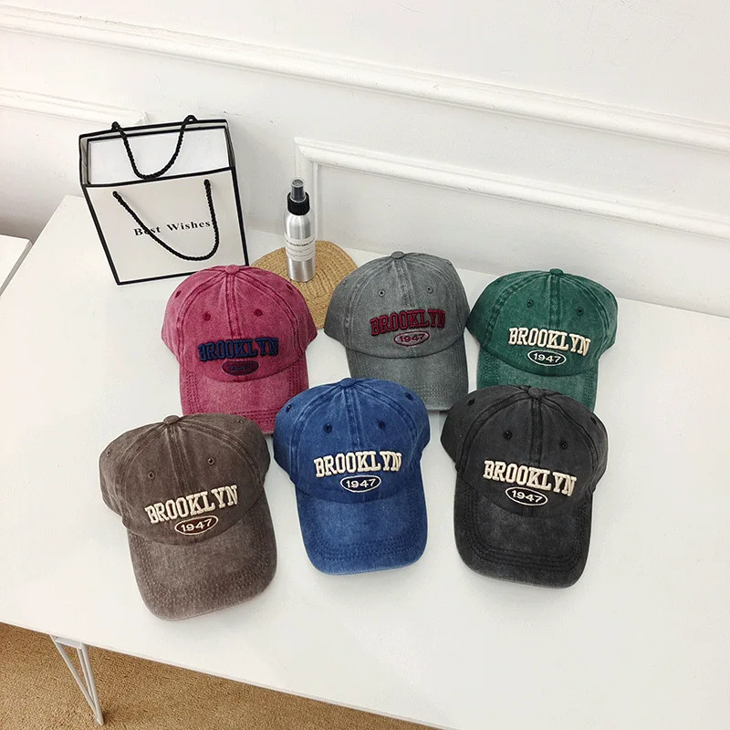 New Hotsales style Vintage burlap frayed Hardtop Simple Embroidery solid color round embroidered ripped adjustable  baseball cap
