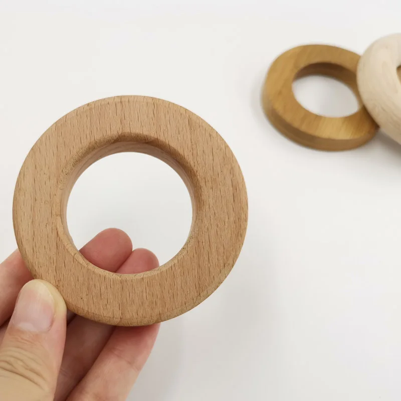 high quality custom solid beech  flat wooden circles rings