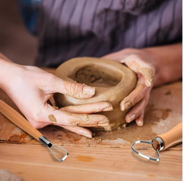 Customized pottery clay set 9pcs tools hot sell handmade ceramic craft kit malleable polymer clay