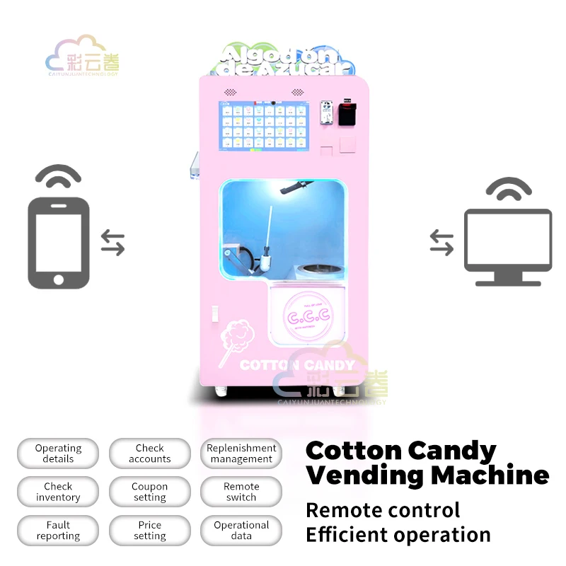 New Cotton Candy Self Service Machine Professional Vertical Flower Sugar Cotton Candy Floss Vending Machine
