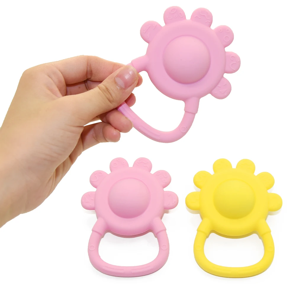 Baby Rattle Toy Chewable Early Education Hand Grip Grasp Training Rattle Newborn Silicone Rattle Teether Toy