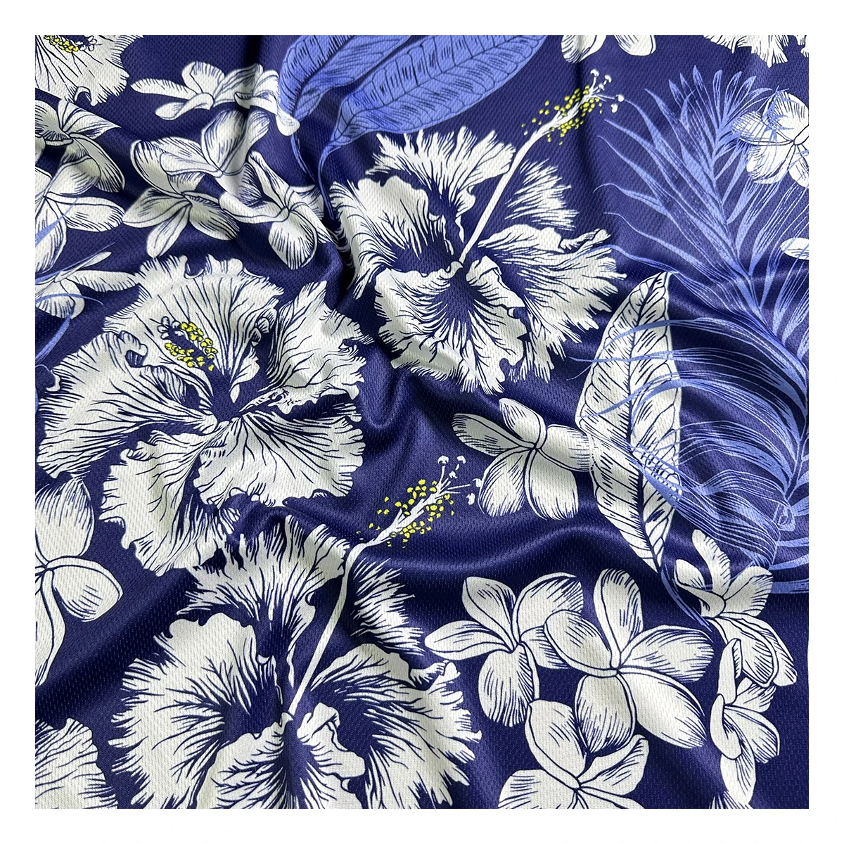 The factory outlet tropical hibiscus syriacus design knitting digital printed moisture dry fit fabric sportswear for clothing