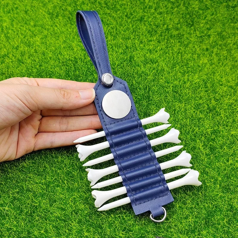 PU Leather Golf Tee Holder Golf Bag Belt Clip with Hook Carabiner Golf Tee Belt Clip