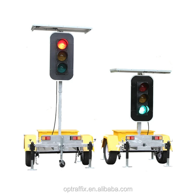 Portable Traffic Signals High Brightness Intelligent  Solar Mobile Traffic Light