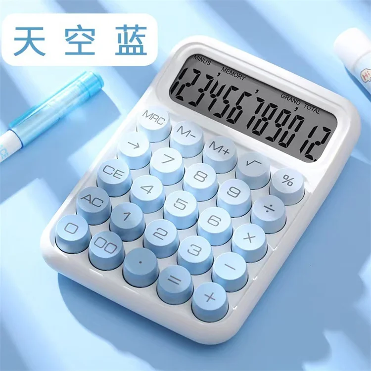 Mini calculator Mechanical keyboard Gradient color 12 digit number cute calculators stationery and office items
