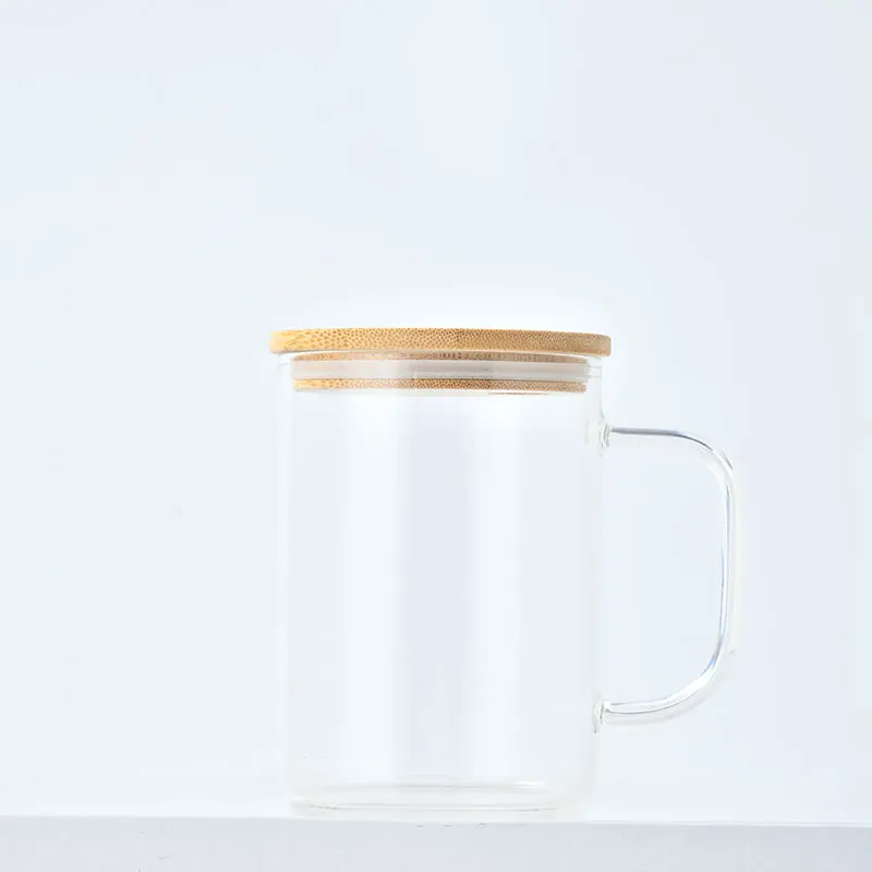 USA WAREHOUSE Frosted Glass Mug Sublimation Blanks 15oz Transparent Clear Beer Glass Mug with Handle Custom Tumbler Cups