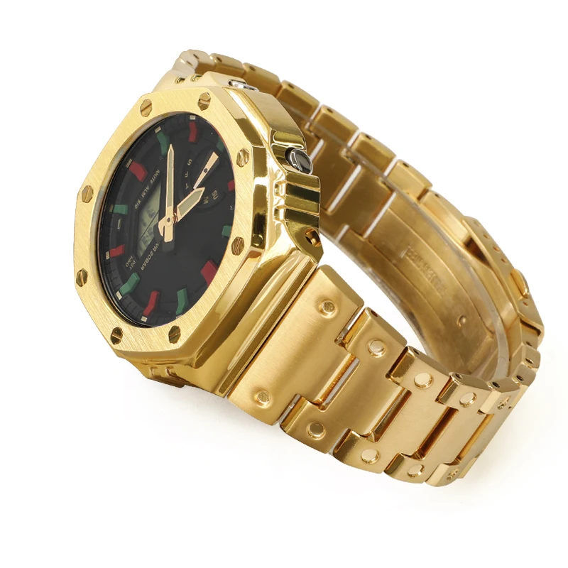 GA2100 316L Stainless Steel Watch Band Metal Strap Metal Case Modified Replacement for G Shock GA-2100/2110 Watch Accessories