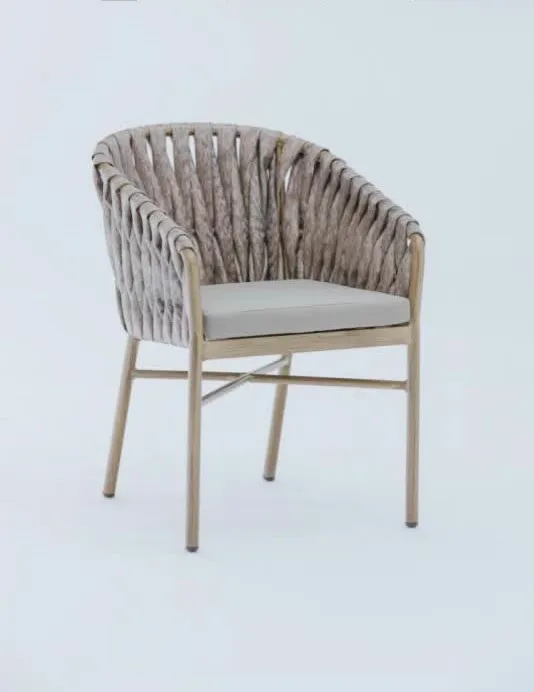 Rattan wicker furniture sets outdoor UV-resistant rattan dining armrest garden aluminium tube rattan chair