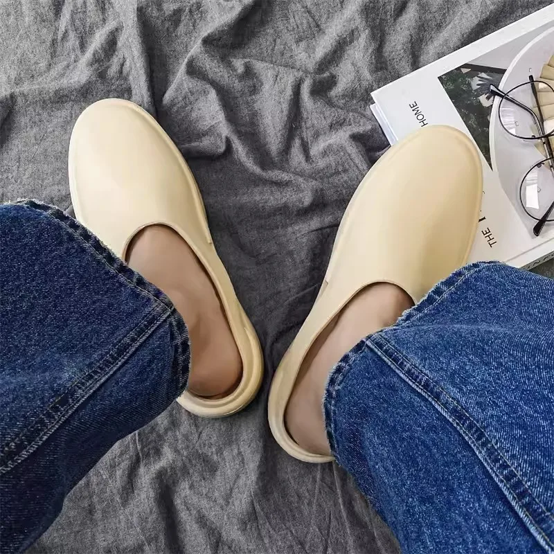 New summer men's slip-on thick-soled coconut slippers for men outdoor stepping shit feeling couple sandals