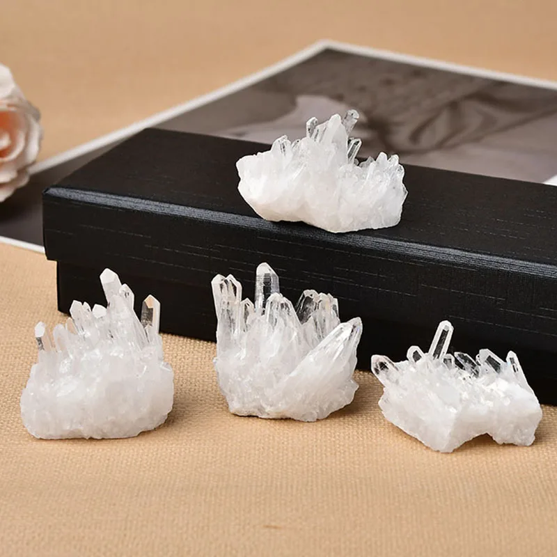 Natural Mineral Cluster Rock Quartz Clear Quartz Crystal Cluster Healing Stone Crystal Point For Home Decoration