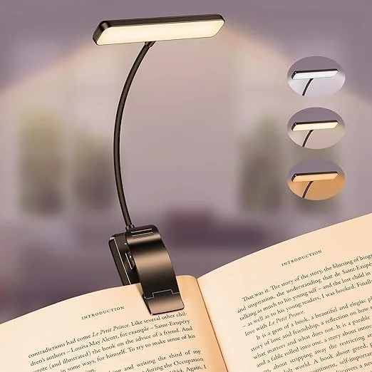 Rechargeable Book Light for Reading in Bed Memory Function Stepless Dimming Brightness