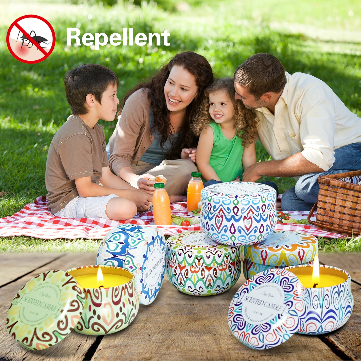 Wholesale factory Citronella Candles 12 pack Soy Wax Candles Tin Citronella Scented Candle Gift Set for Indoor or Outdoor Garden