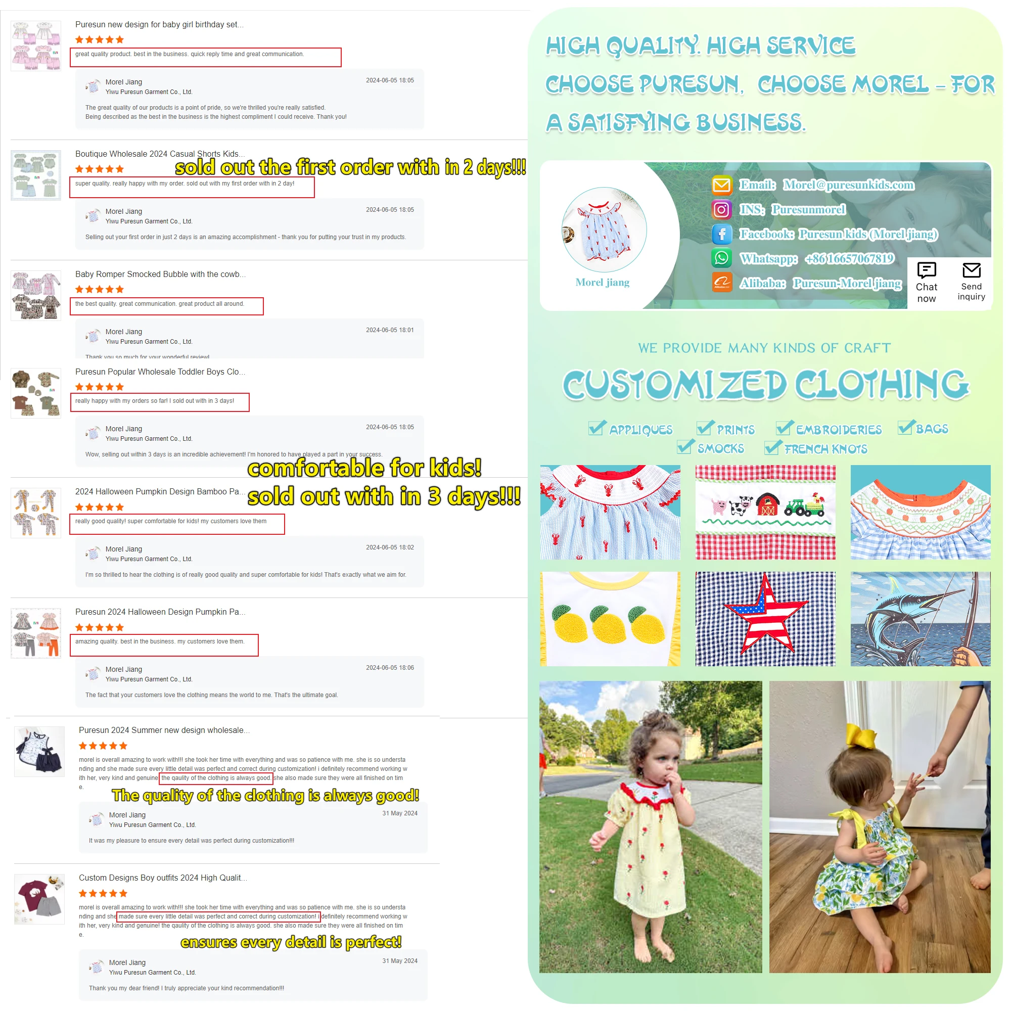 Customized designs popular fabric smocked girl dress floral designs Baby Girl Dress kids children clothing from Puresun